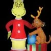 Morris Airblown Grinch & Max With Presents Inflatable Scene - Dr. Seuss Christmas Decorations