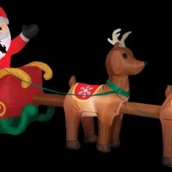 Morris Airblown Santa & Sleigh With Reindeer Large Inflatable Scene