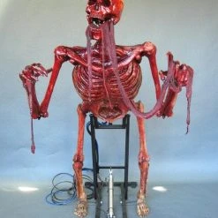 DC Props "Bloody Skele-ttack With Head Turn" Skeleton Halloween Animatronic (Includes Bad Breath Spitter)