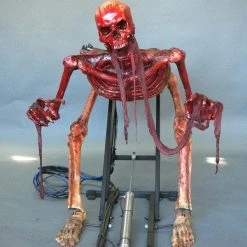 DC Props "Bloody Skele-ttack With Head Turn" Skeleton Halloween Animatronic (Includes Bad Breath Spitter)