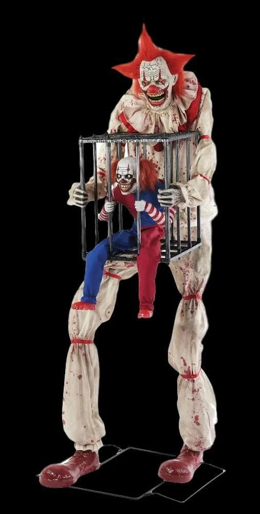 Morris "Cagey The Clown" Electric Animated Halloween Prop 3 Morris "Cagey The Clown" Electric Animated Halloween Prop