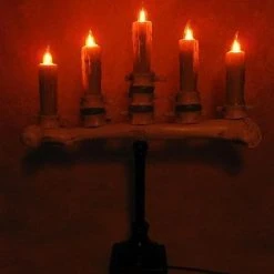Skeletons And More "Candelabra Table Top Halloween Prop W/ 5 Flicker Candles" Haunted House Lighting