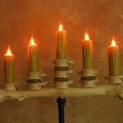 Skeletons And More "Candelabra Table Top Halloween Prop W/ 5 Flicker Candles" Haunted House Lighting 9 Skeletons And More