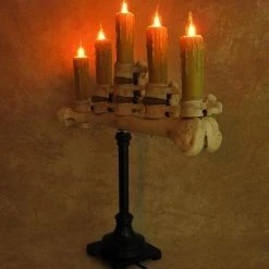 Skeletons And More "Candelabra Table Top Halloween Prop W/ 5 Flicker Candles" Haunted House Lighting 10 Skeletons And More