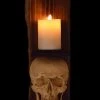 Skeletons And More "Classic Skull Wall Sconce Style II W/ Ivory Flameless Candle" Haunted House Lighting Realistic Props