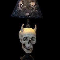 Skeletons And More "Desk Lamp With Devil Skull And Bone Shade" Haunted House Lighting Horror Movie Props