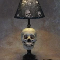 Skeletons And More "Desk Lamp With Life-size Skull And Bone Shade" Haunted House Lighting