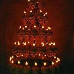 Skeletons And More "Five-Tiered Life-Size Skull Chandelier With 60 Skulls" Haunted House Lighting Horror Movie Props