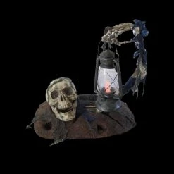 Morris Props "Groundbreaker Skeleton With Lantern Graveyard" Halloween Prop