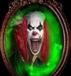 Night Frights "Haunted Mirror - Killer Clown" Professional Animated Halloween Decoration Clown Props