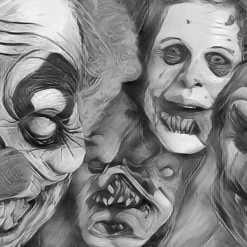 The Horror Dome Decorations Horror Faces Poster