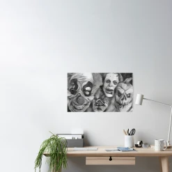 The Horror Dome Decorations Horror Faces Poster