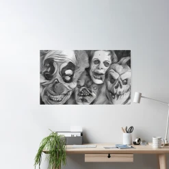 The Horror Dome Decorations Horror Faces Poster