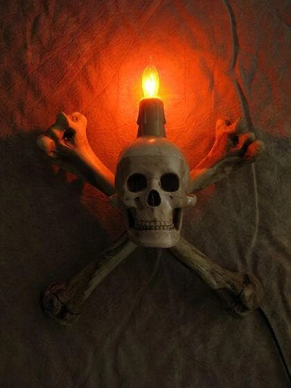 Skeletons And More "Humerus Bone Wall Sconce With 3 Inch Skull" Haunted House Lighting 6 Skeletons And More "Humerus Bone Wall Sconce With 3 Inch Skull" Haunted House Lighting