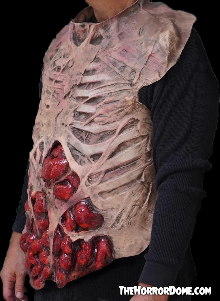 The Horror Dome Movie Quality Rotted Zombie Chest" Halloween Costume Accessory 4 The Horror Dome Movie Quality Rotted Zombie Chest" Halloween Costume Accessory