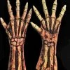 The Horror Dome "Rotted Bloody Zombie Skeleton Hands" Deluxe Halloween Costume Gloves Hands & Feet