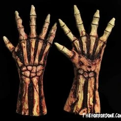The Horror Dome "Rotted Bloody Zombie Skeleton Hands" Deluxe Halloween Costume Gloves Hands & Feet