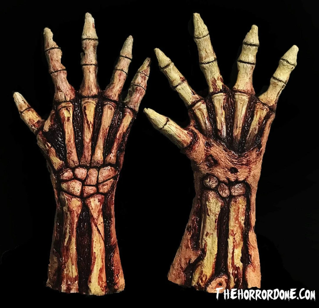 The Horror Dome "Rotted Bloody Zombie Skeleton Hands" Deluxe Halloween Costume Gloves Hands & Feet 4 The Horror Dome "Rotted Bloody Zombie Skeleton Hands" Deluxe Halloween Costume Gloves Hands & Feet