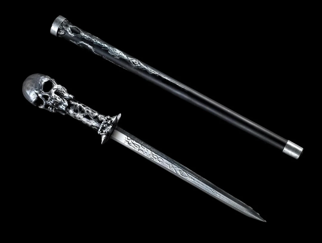 Morris "Skull Cane Sword" Horror Weapon Halloween Prop 3 Morris "Skull Cane Sword" Horror Weapon Halloween Prop