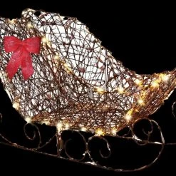 Morris Christmas Decorations "Starry Night Grapevine Sleigh" Light Up Christmas Decoration