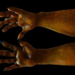 The Horror Dome Hands & Feet "Werewolf Hands - Brown" Deluxe Halloween Costume Gloves
